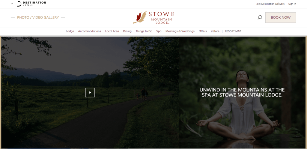 Screen grab of Stowe Mountain Lodge website